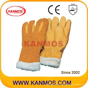 Gants de travail à main de girofle de vachette à main jaune hiver chaud (12308)
